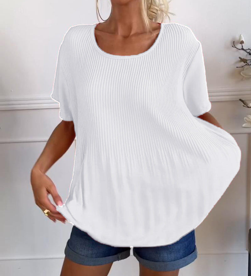 Blouse Shirt with Ruffled Cow Neck