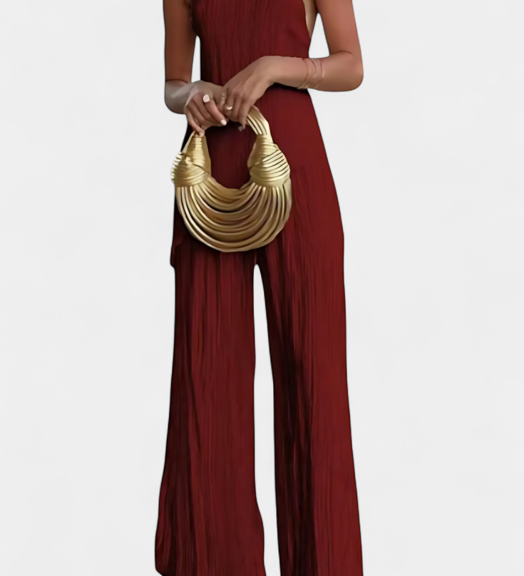 Elegant Pillarika Set with Asymmetric Top and Flowing Pants