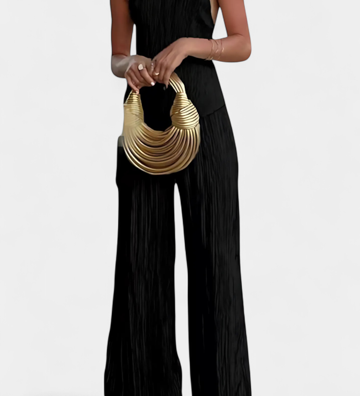 Elegant Pillarika Set with Asymmetric Top and Flowing Pants