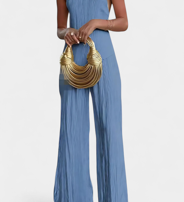 Elegant Pillarika Set with Asymmetric Top and Flowing Pants