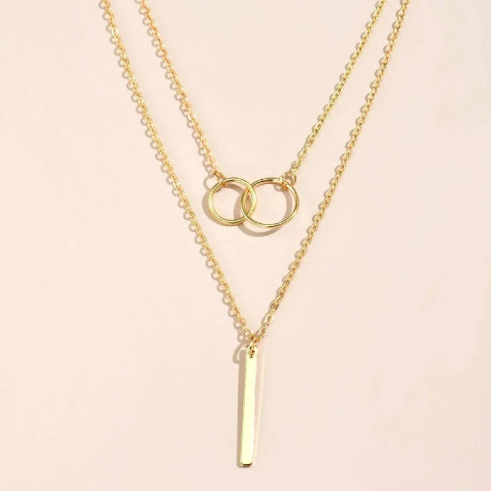 Retro Gold Pendant with Double Circles