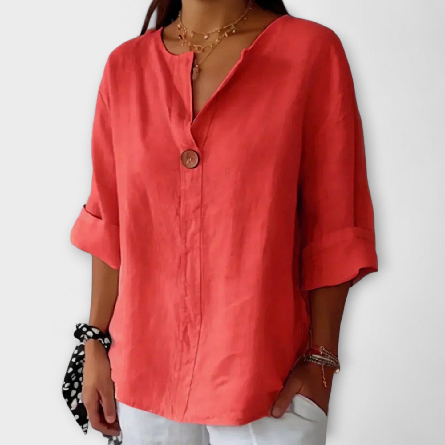 Nicole's Elegant V-Neck Shirt