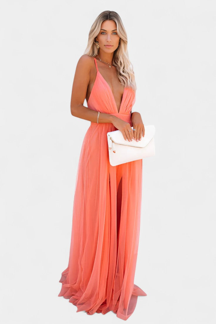 Maxi Tulle Dress Without Sleeves