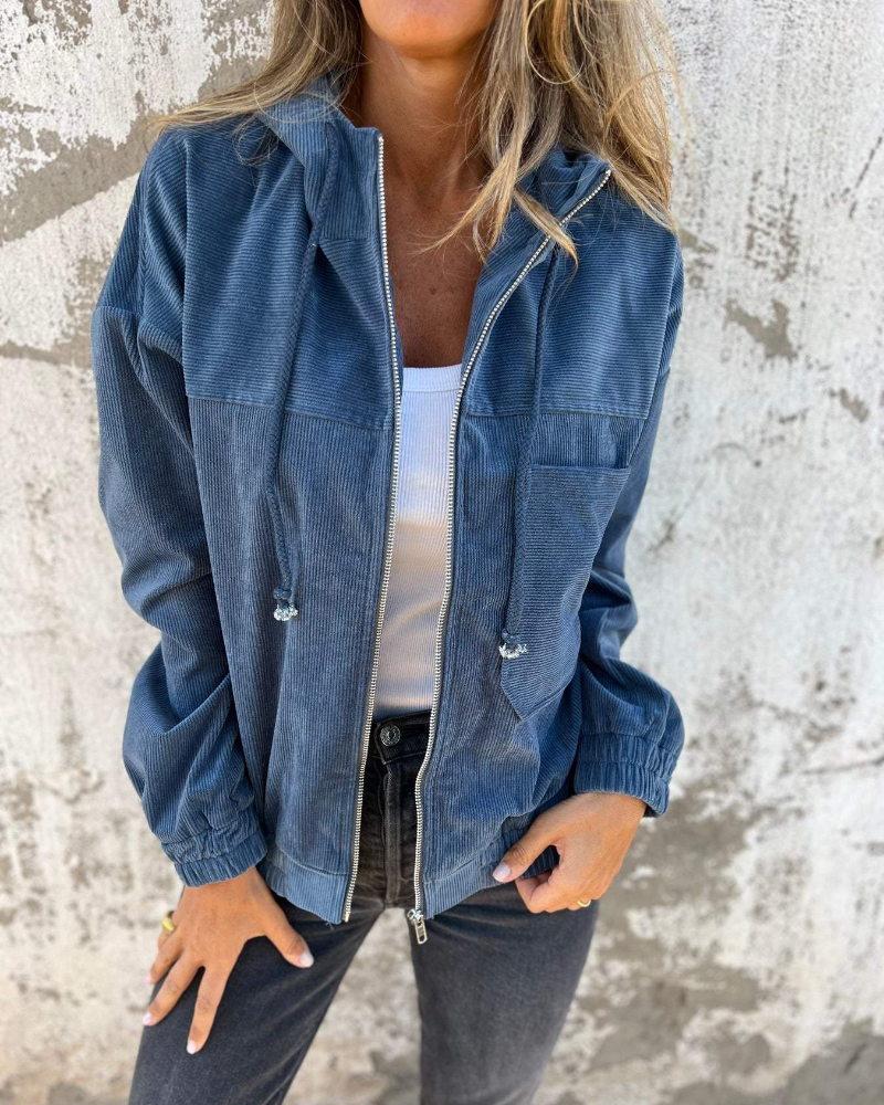 Ella | Corduroy Jacket with Hood and Button