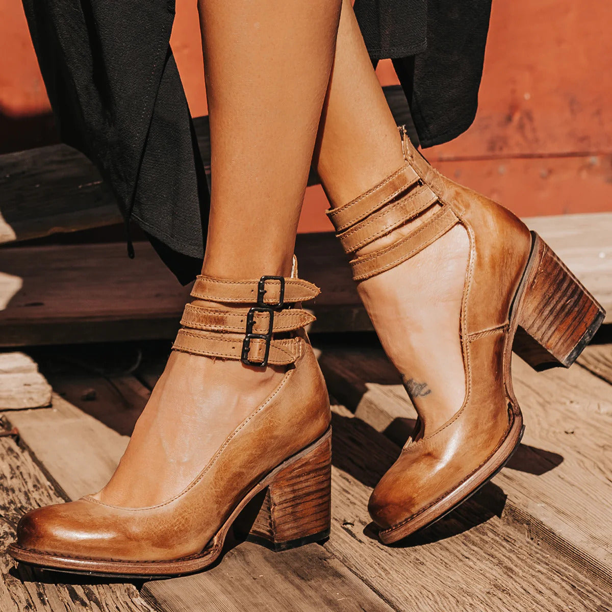 Ginbra™ | Pump Shoes with Multiple Straps and Thick Sole