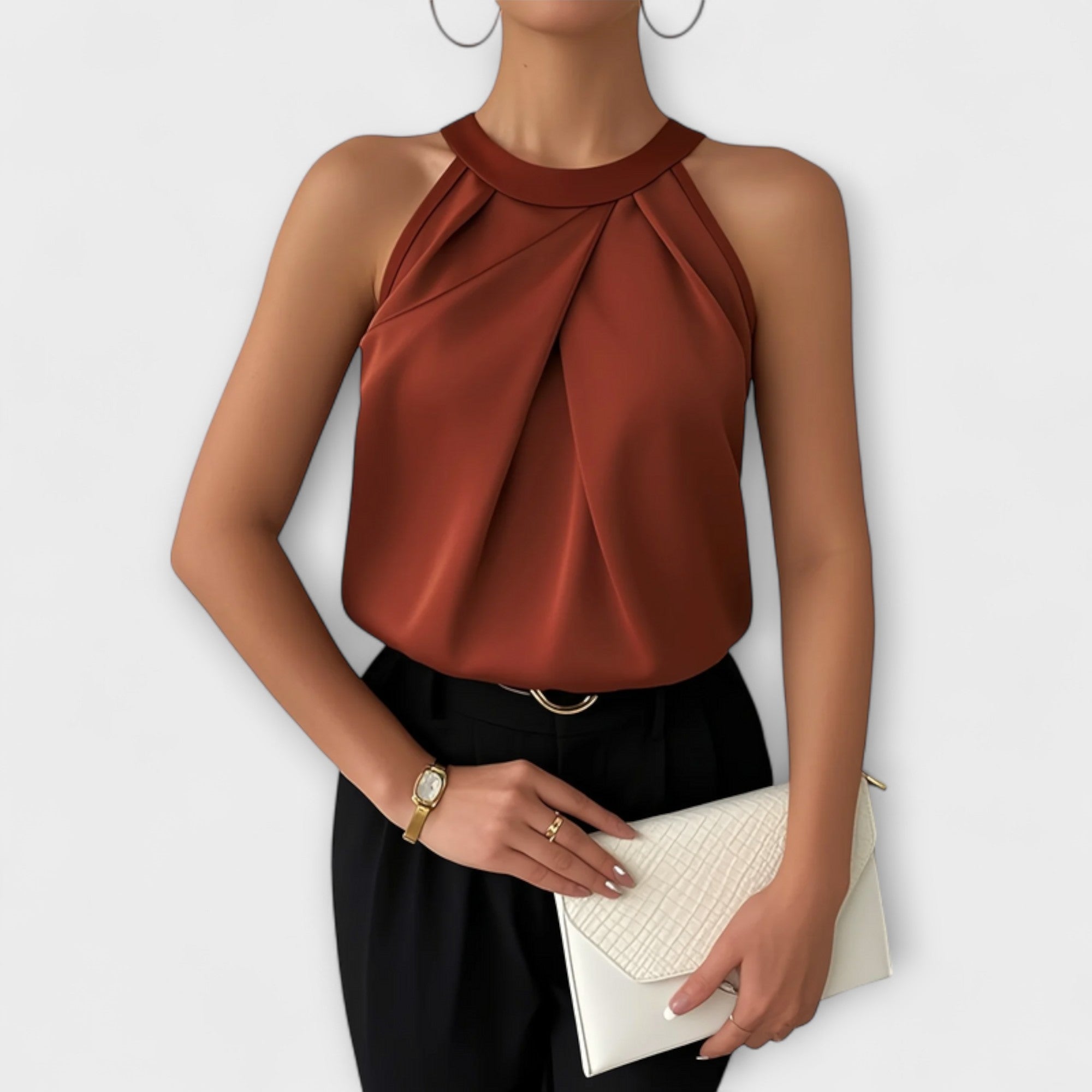 Elegant Satin Top with Exposed Shoulders