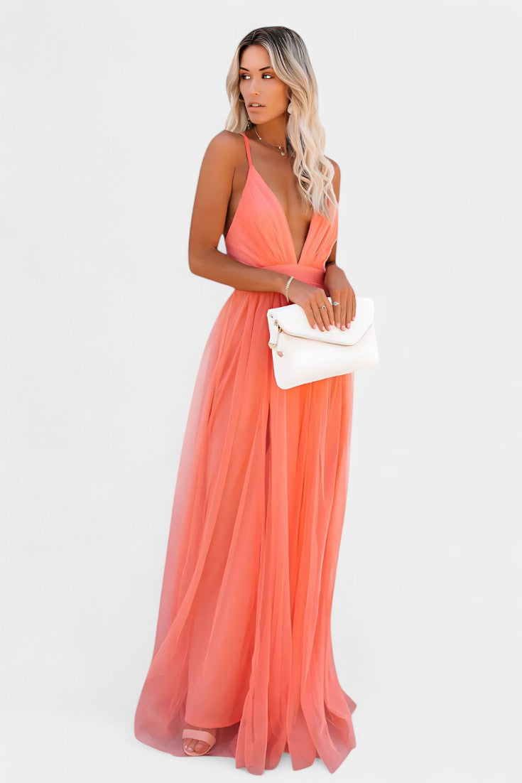 Maxi Tulle Dress Without Sleeves