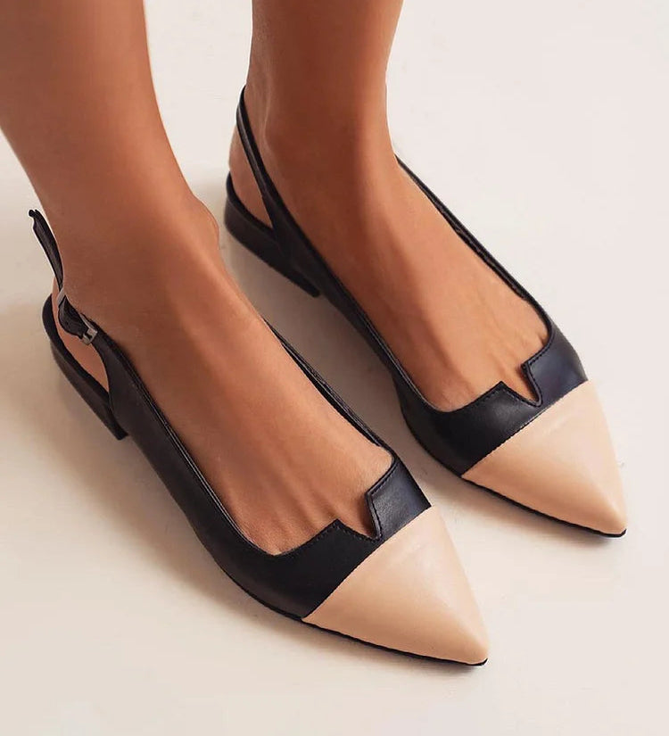 CATERINA | Elegant ballet flats with contrasting toe and bicolour details for a sophisticated look
