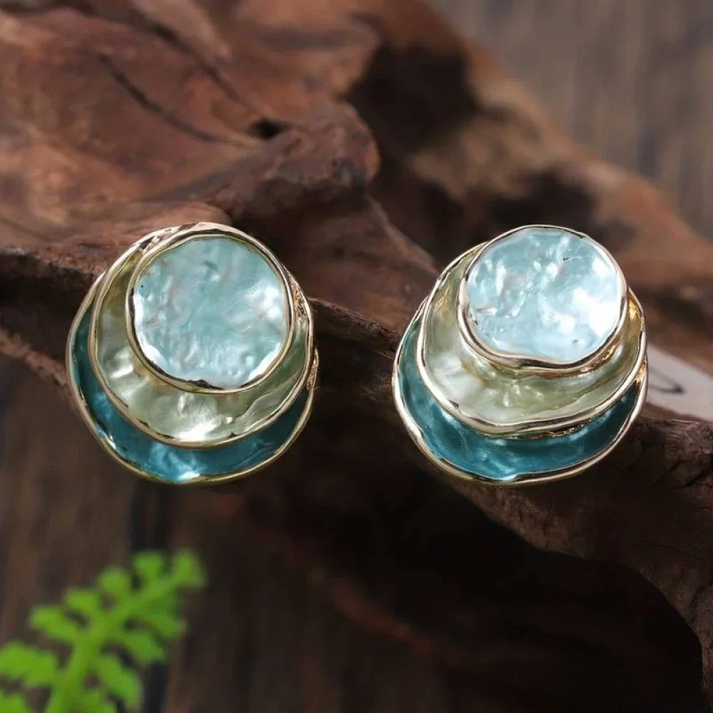 Laura Round Handmade Earrings - Luxurious and Layered Jewelry