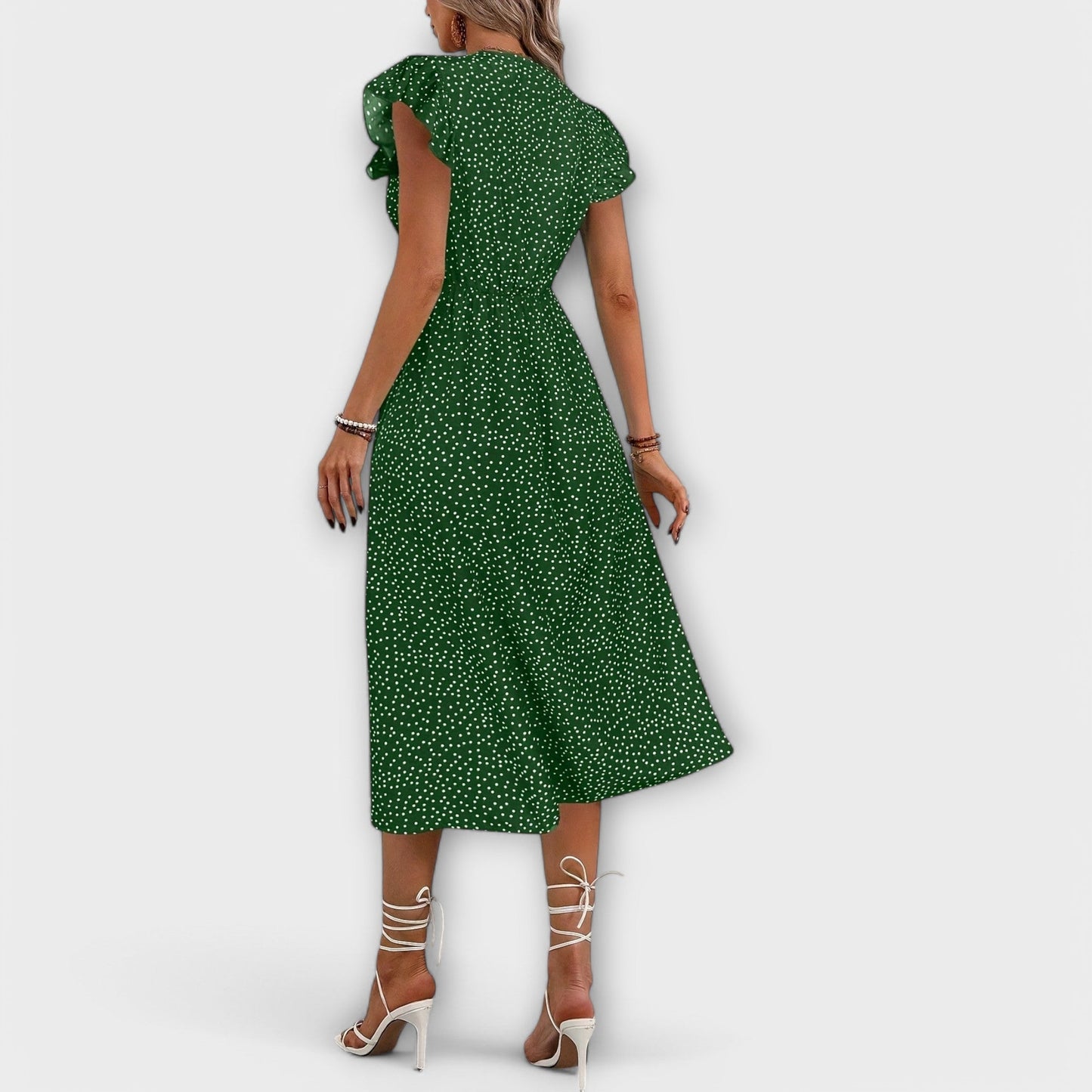 Elegant Midi Dress with Polka Dots