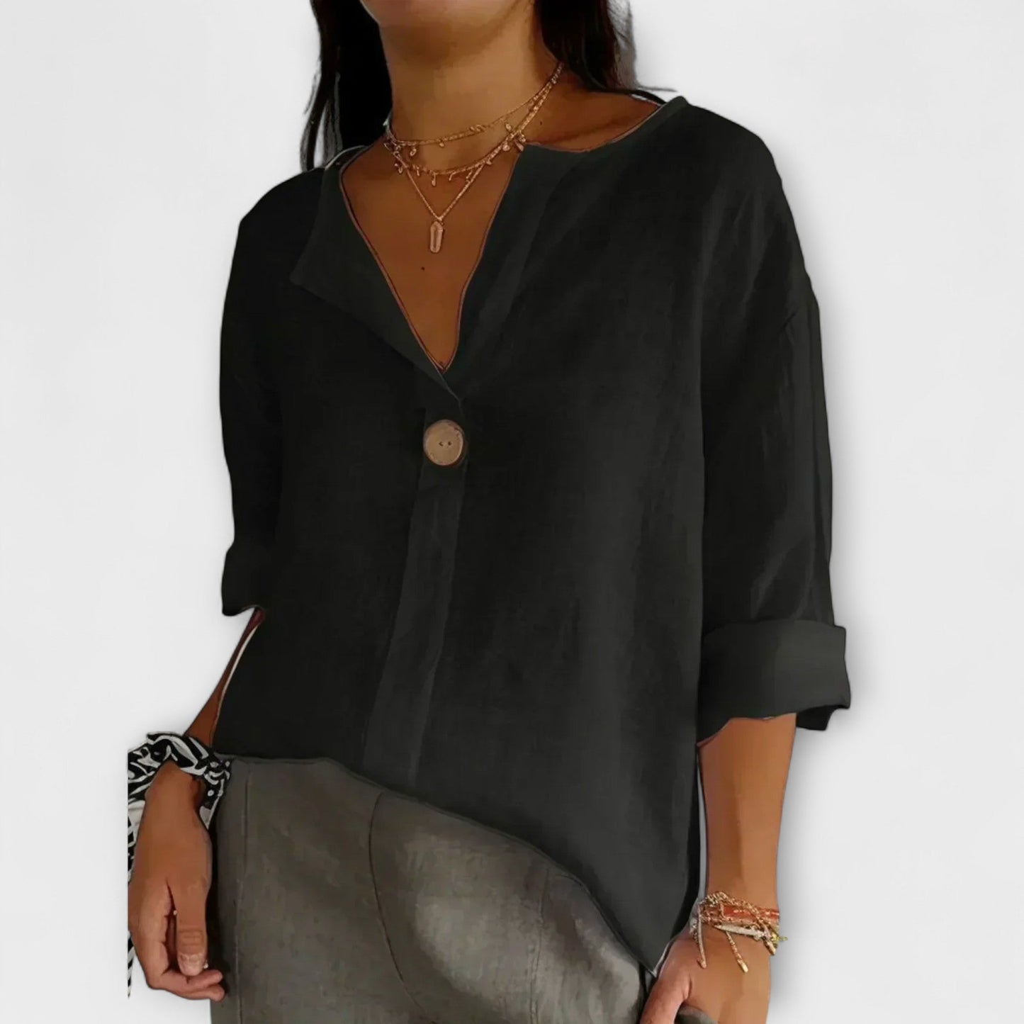 Nicole's Elegant V-Neck Shirt