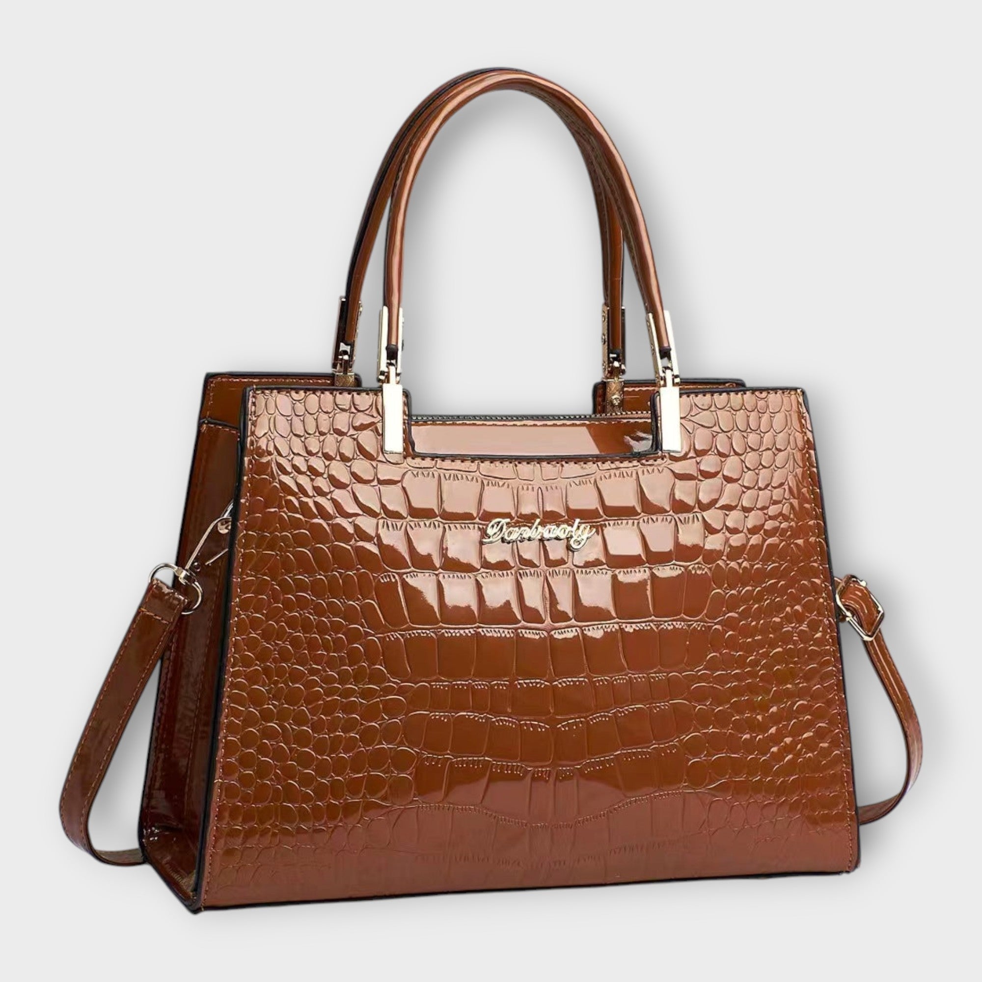 Laura's Glossy Crocodile Pattern Handbag