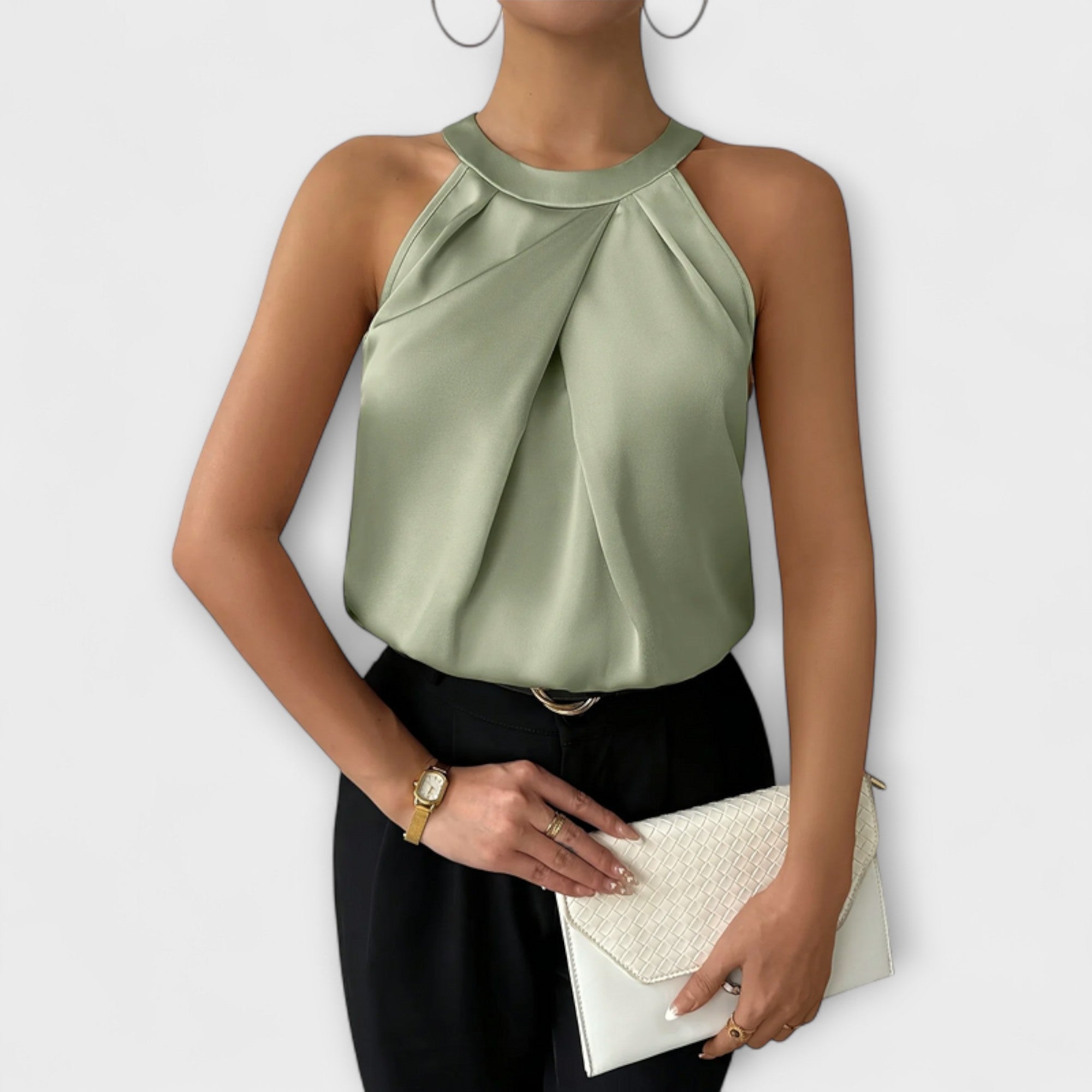 Elegant Satin Top with Exposed Shoulders