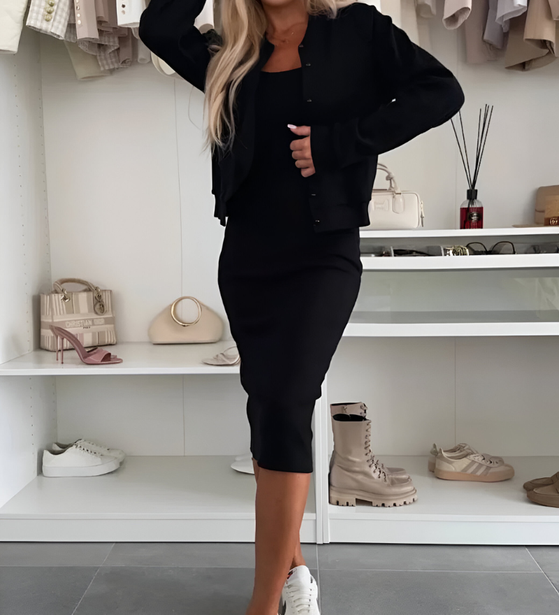 Manon | Midi Dress and Cardigan Set