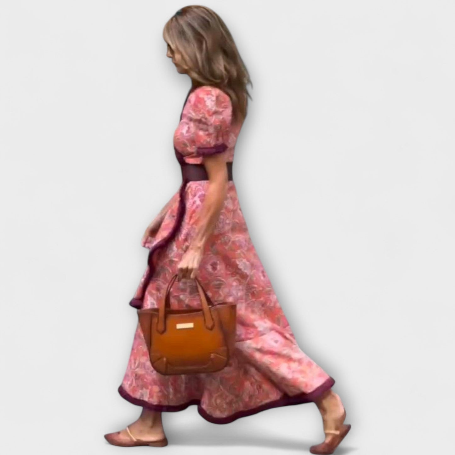 Elegant Pink Maxi Dresses with Short Sleeves