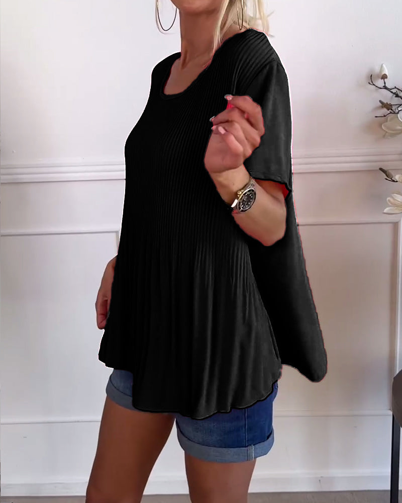 Blouse Shirt with Ruffled Cow Neck
