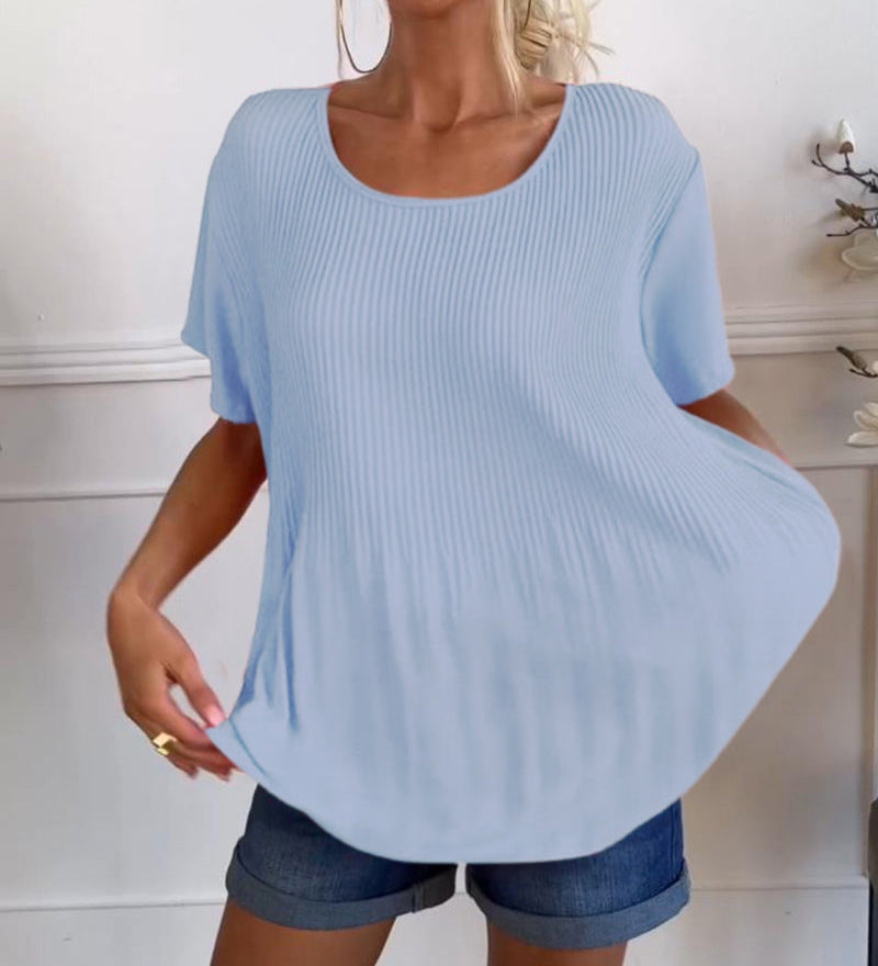 Blouse Shirt with Ruffled Cow Neck