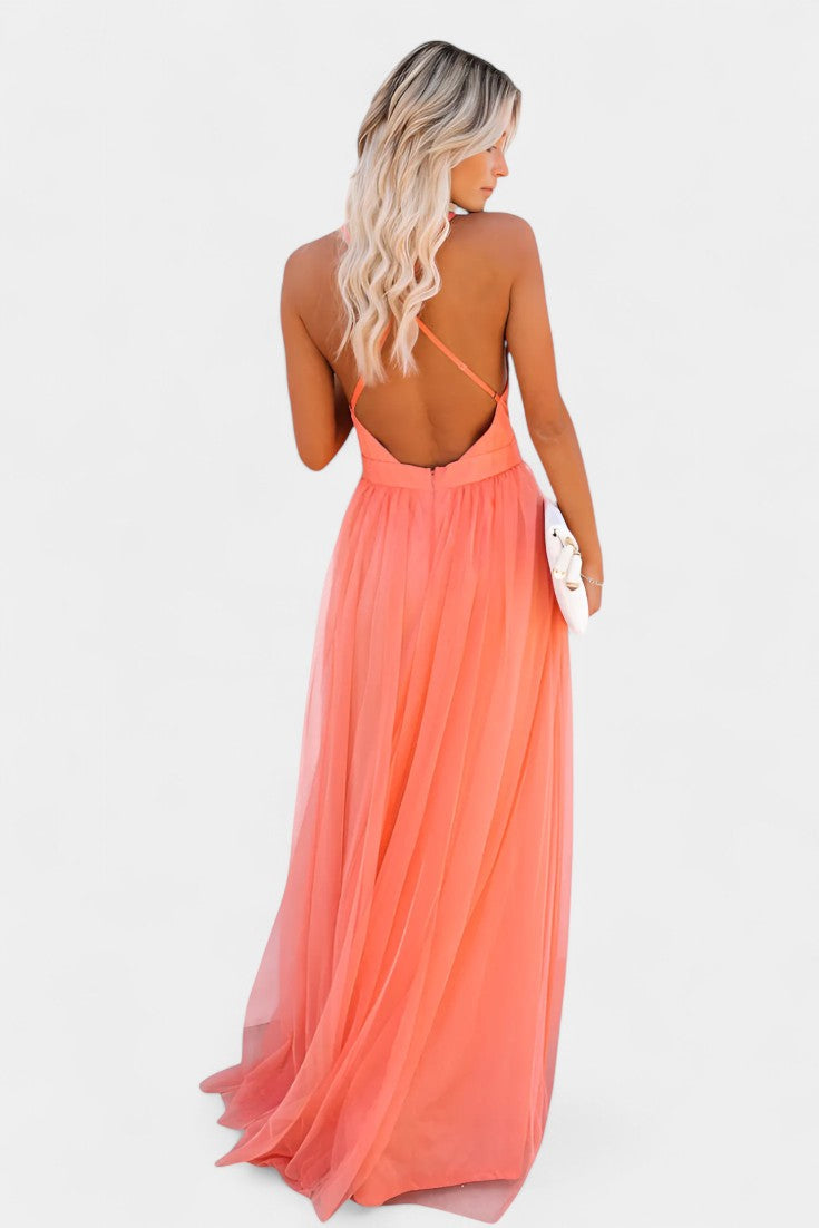 Maxi Tulle Dress Without Sleeves