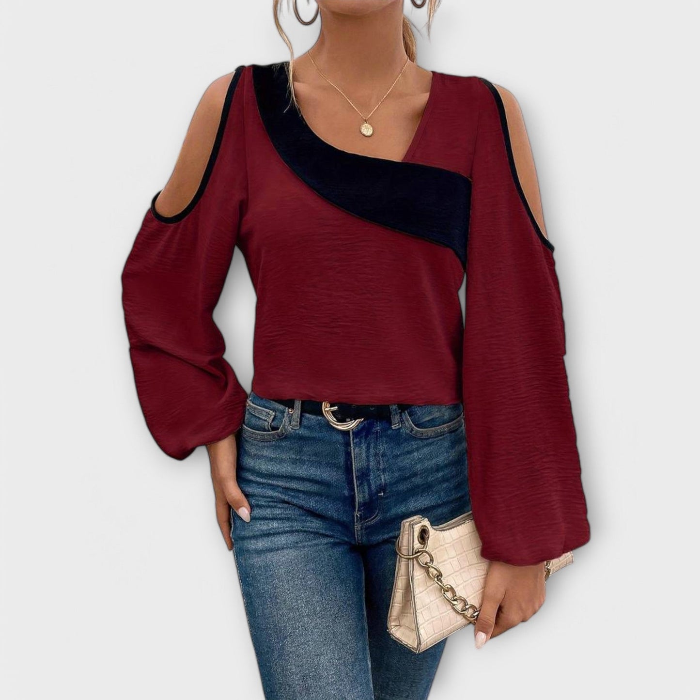 Scarlet Square Neck Long Sleeve Shirt