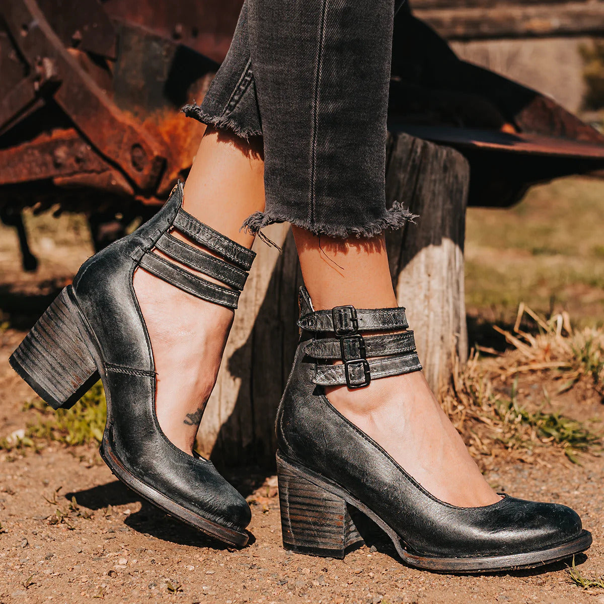 Ginbra™ | Pump Shoes with Multiple Straps and Thick Sole