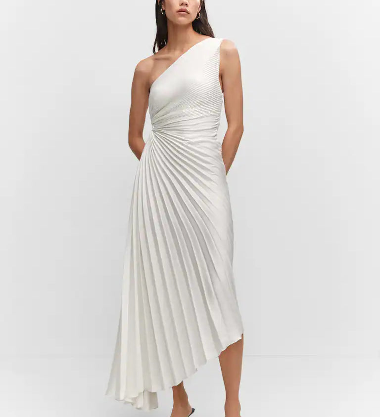 Sylviana - One Shoulder Pleated Midi Dress