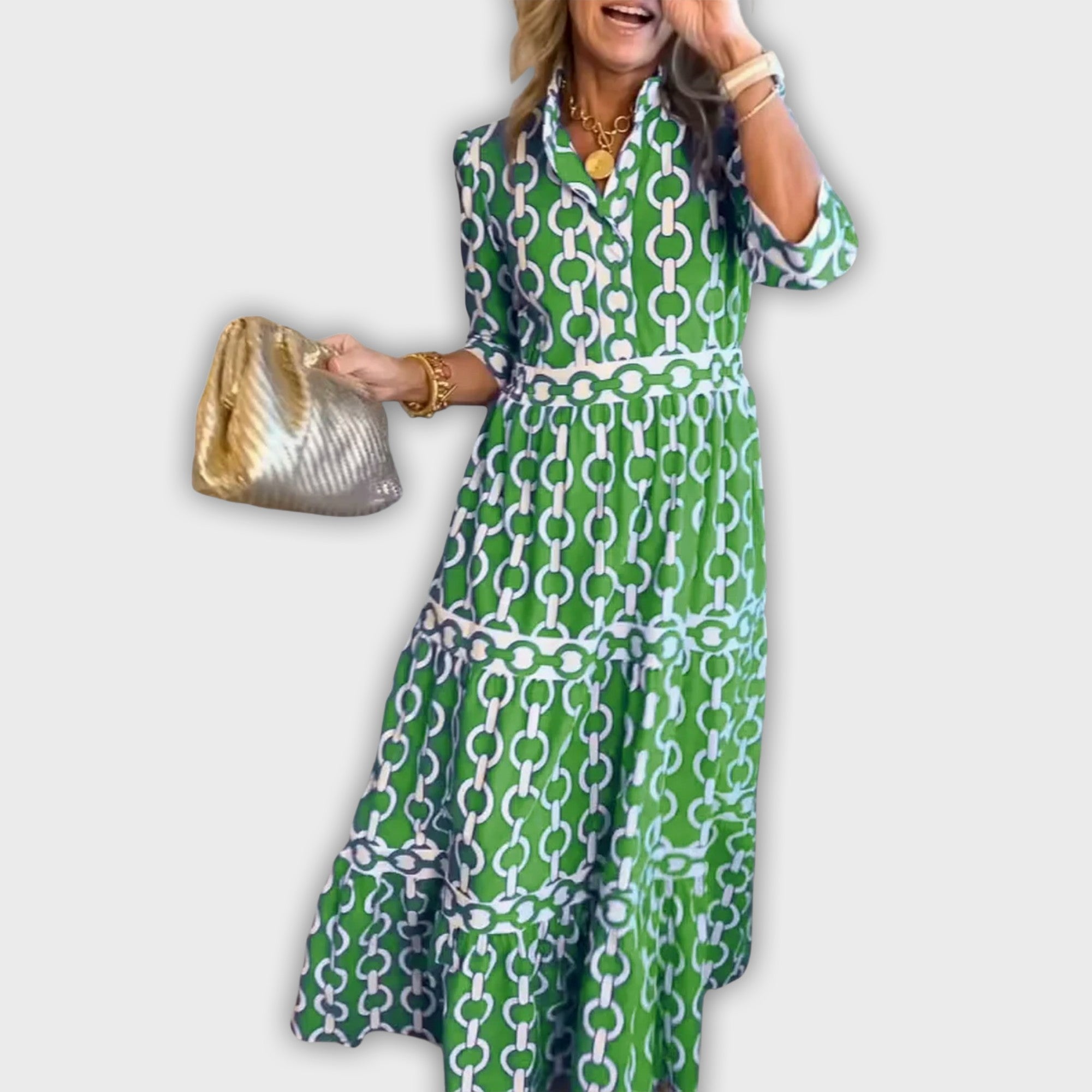 Midi dress with chain pattern
