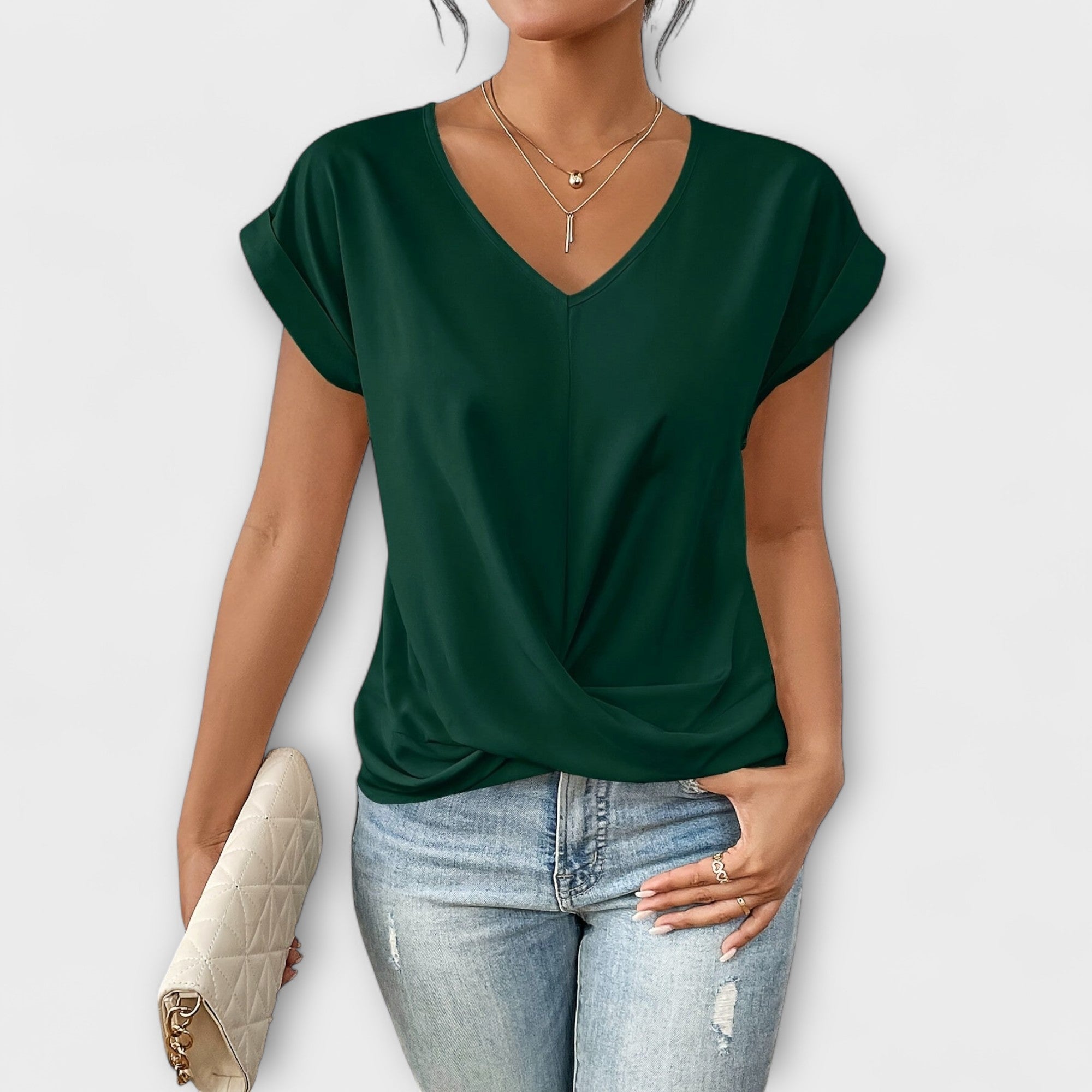 V Top with Button Details