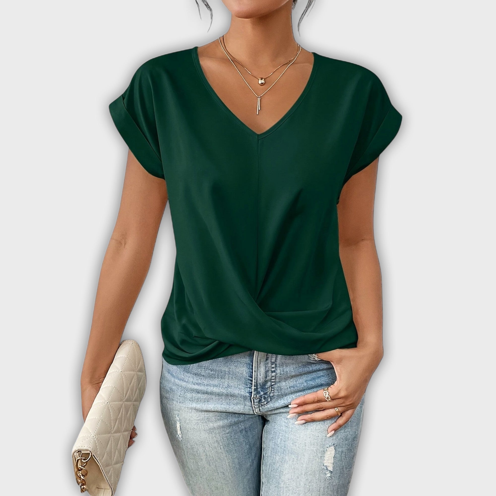 V-Neck Top with Knot Detail