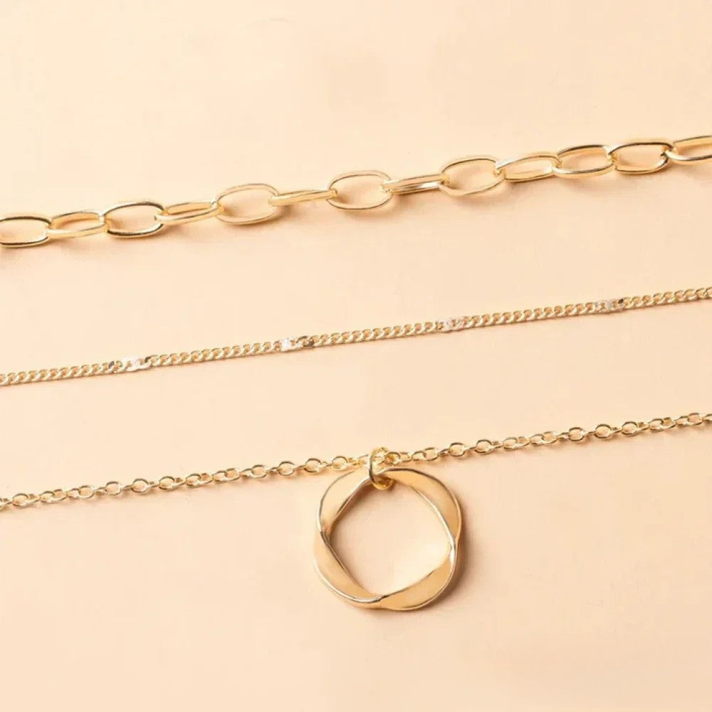 Retro Multi-Layered Gold Necklace