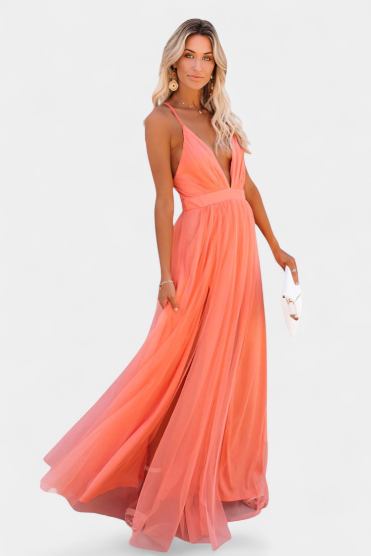 Maxi Tulle Dress Without Sleeves