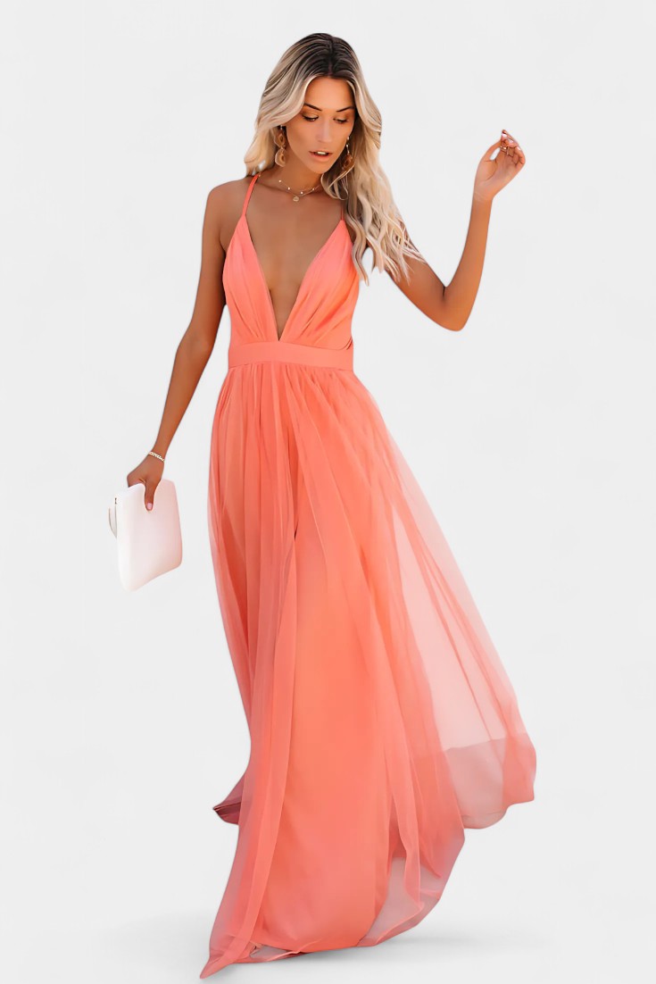 Maxi Tulle Dress Without Sleeves