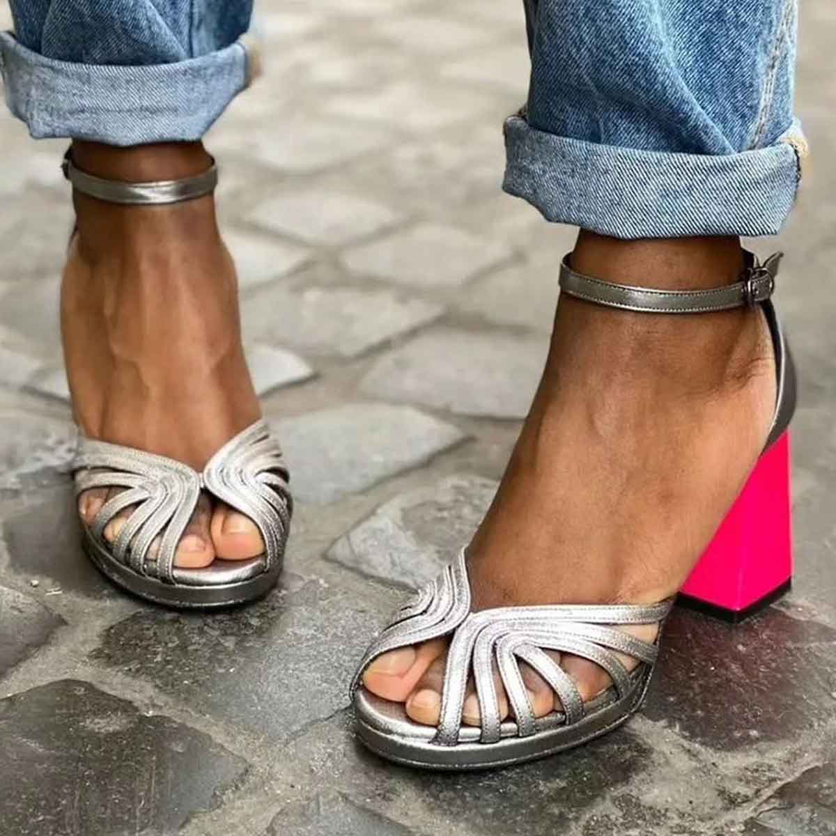 Marcela™ | Sandals with a Shiny Heel