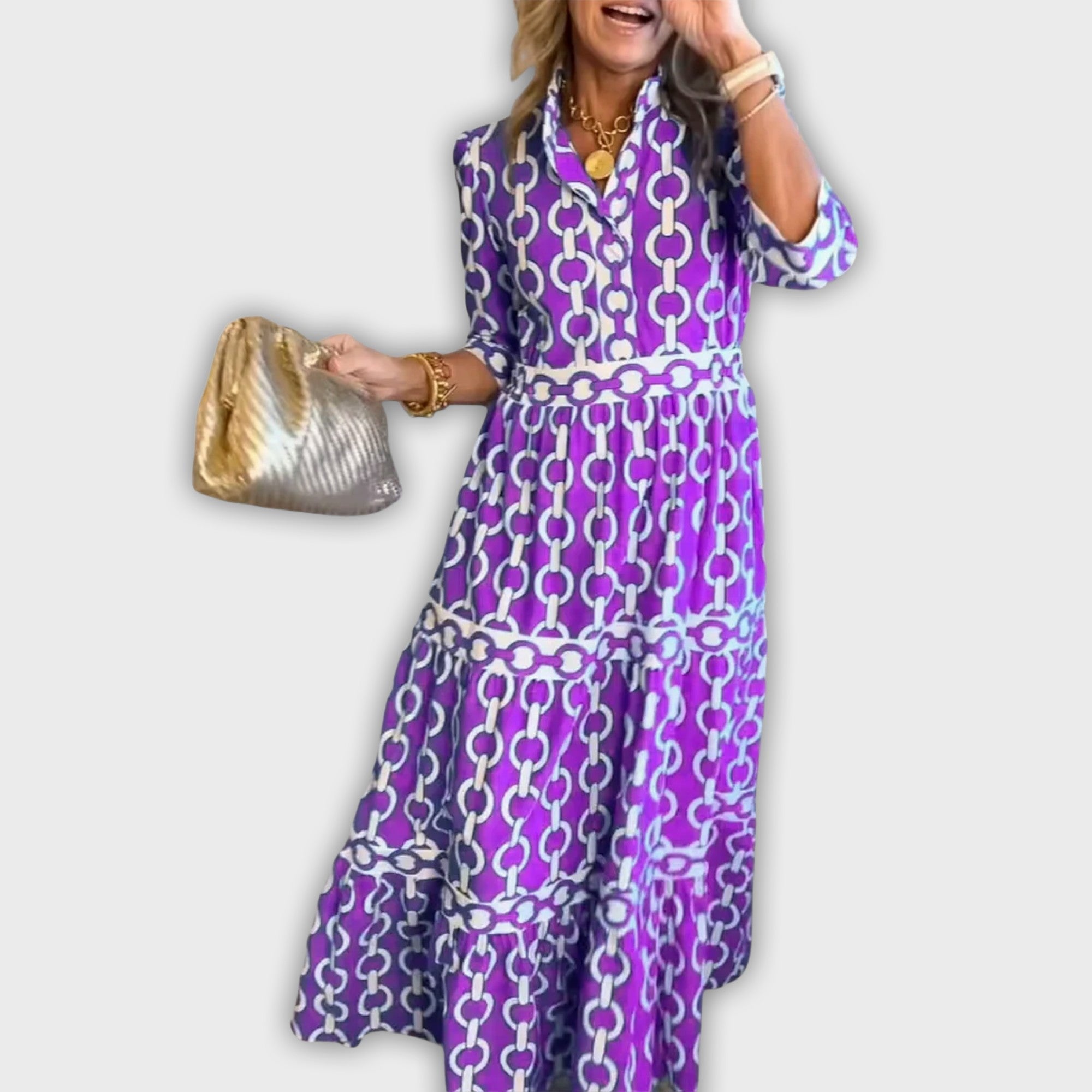 Midi dress with chain pattern