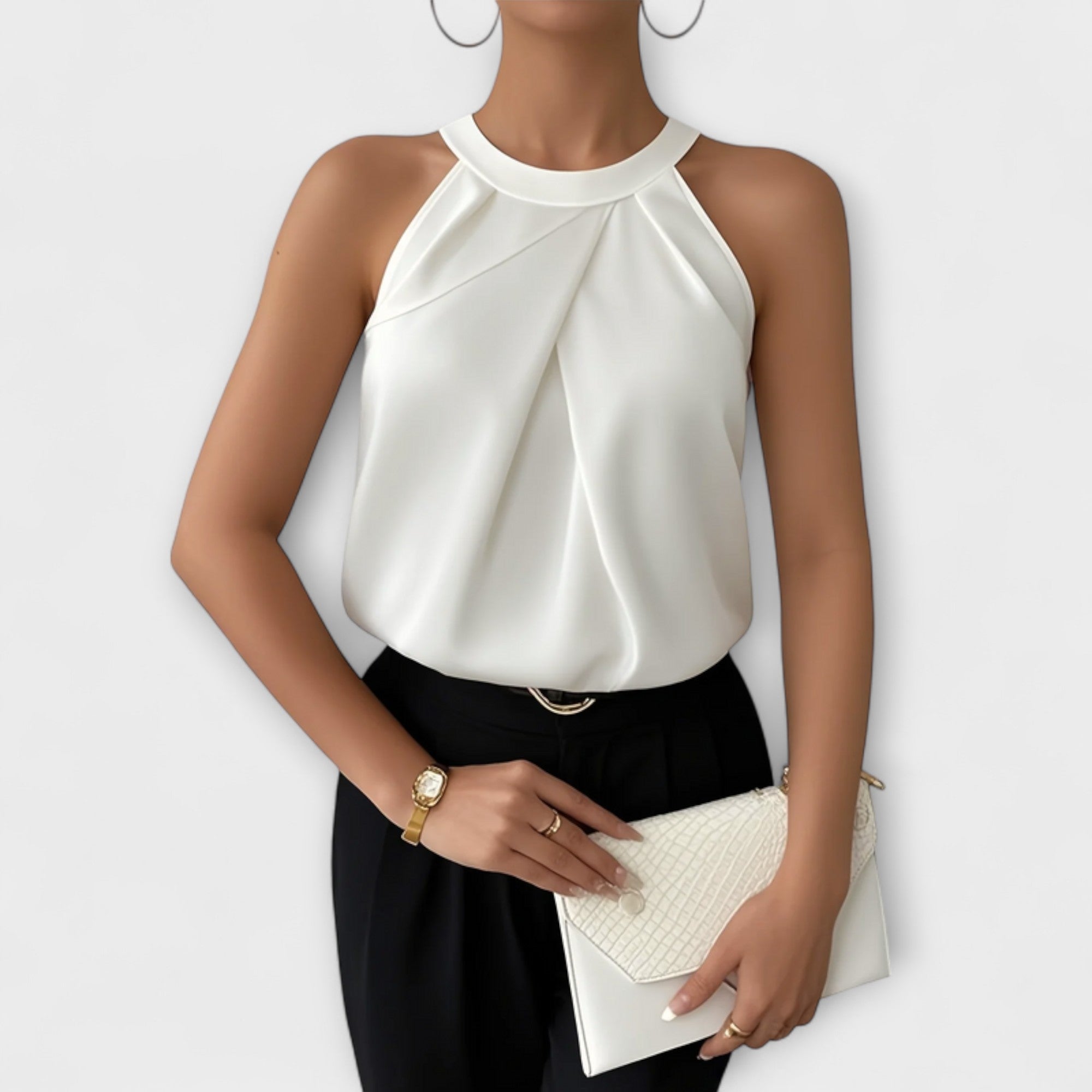 Elegant Satin Top with Exposed Shoulders