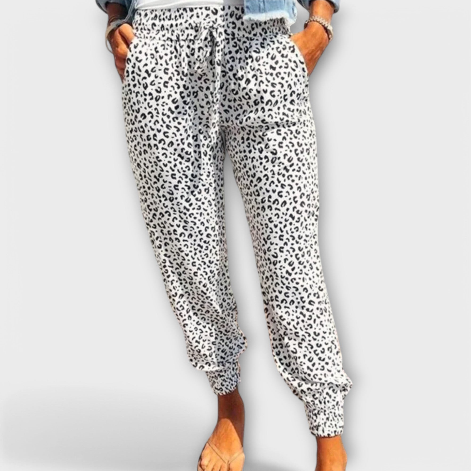 Wide Leg Pants with Animal Print