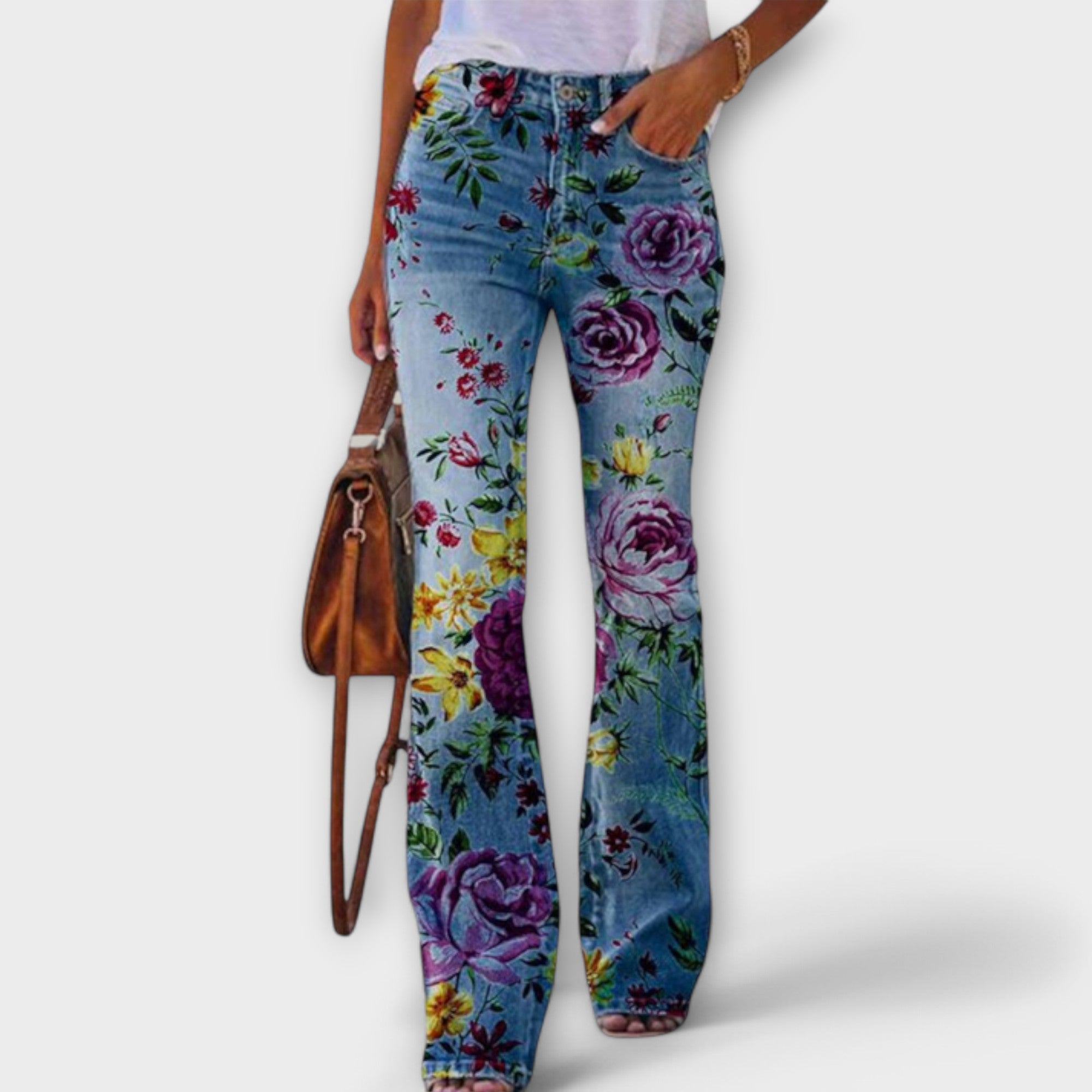 Wide Leg Pants with Floral Print and Maximum Comfort