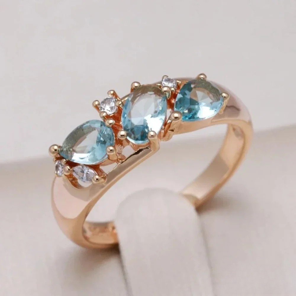 Gold Ring with Blue Zirconia - A Luxurious and Elegant Jewelry Piece