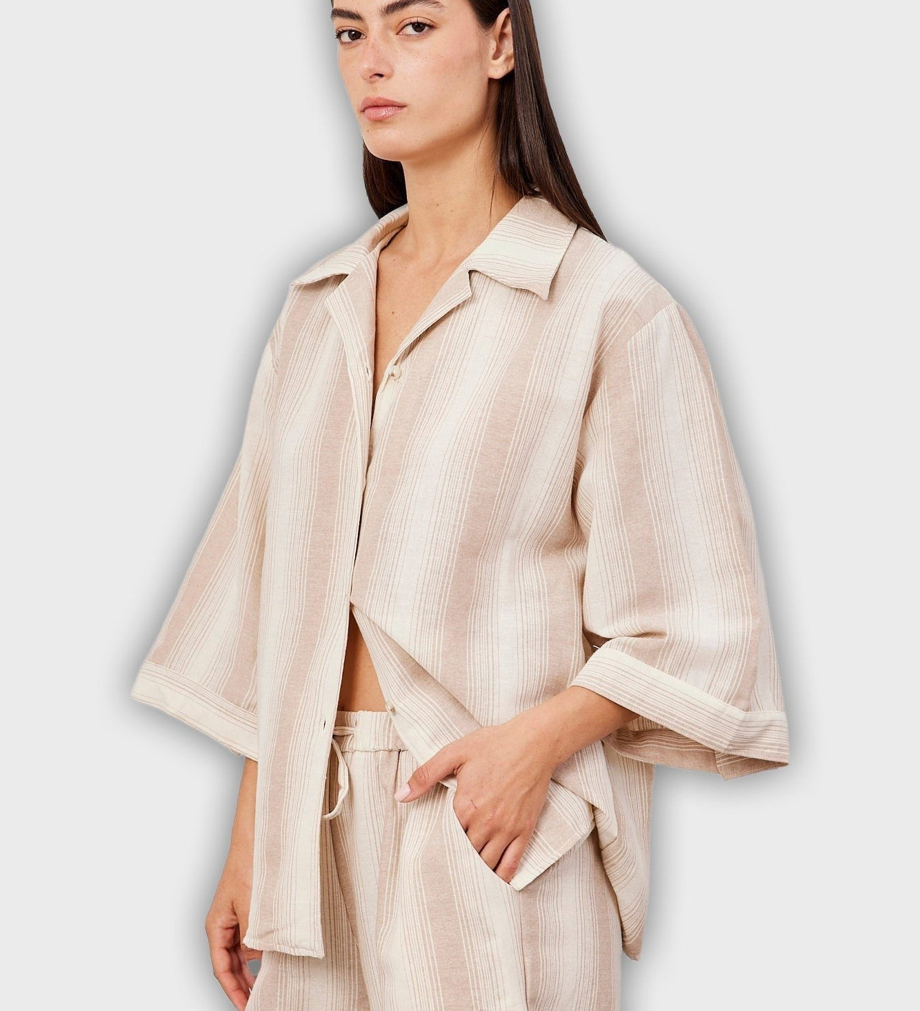 Short Two-Piece Suit with Stripes