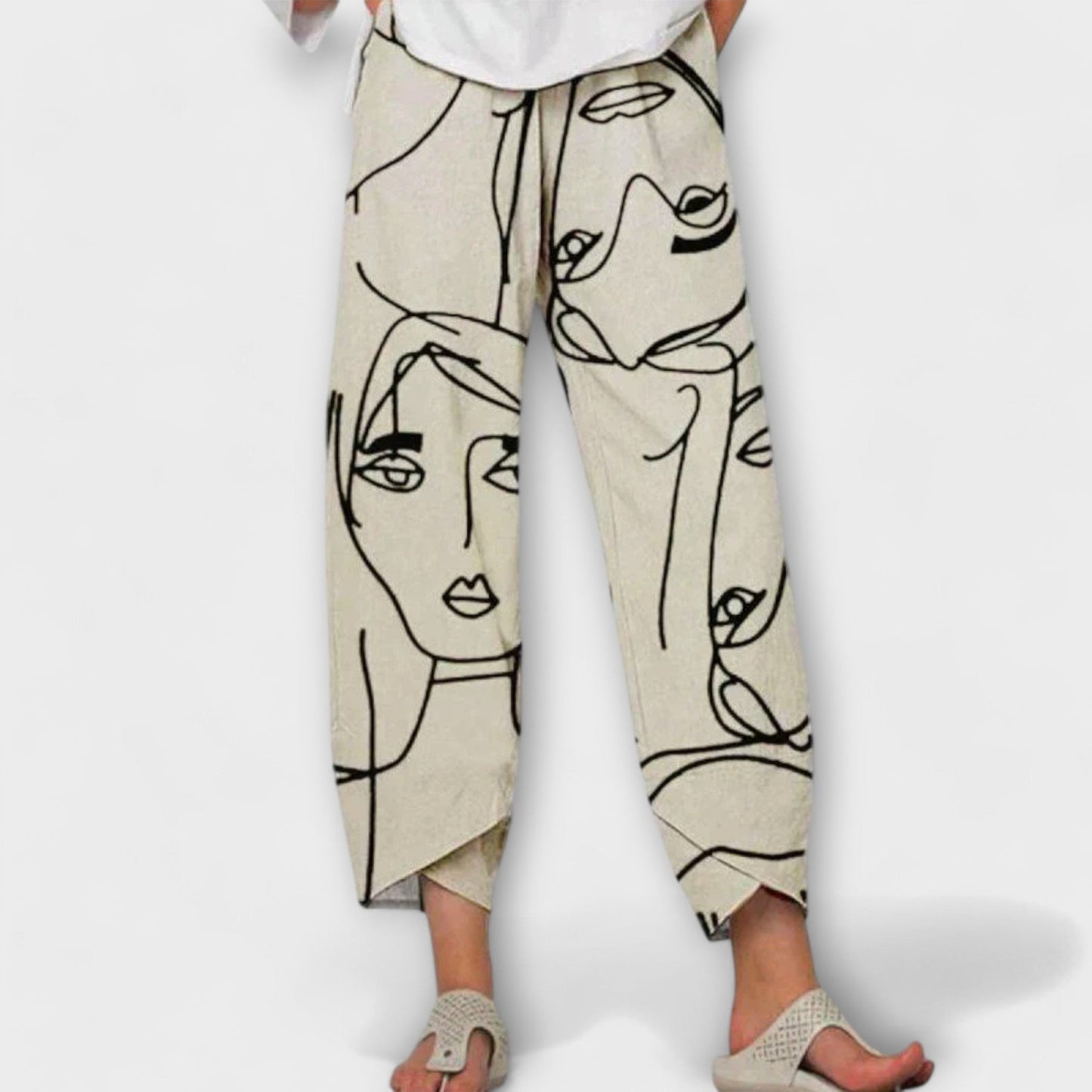 Light Linen Pants Nahia with Unique Print