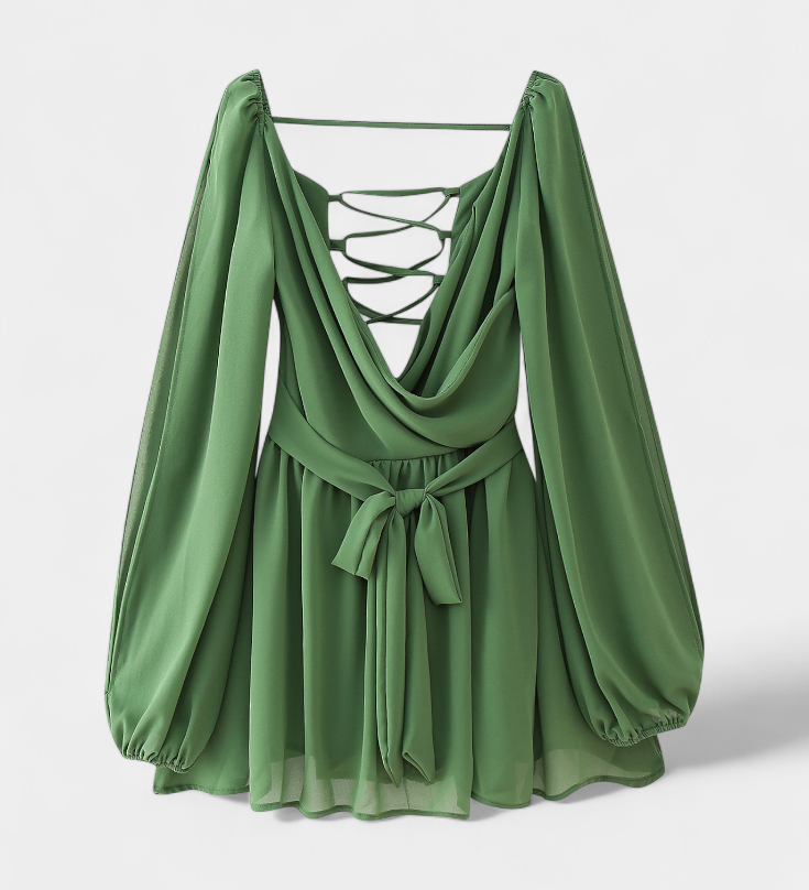 Mini Dresses with V-Neck and Light Sleeves