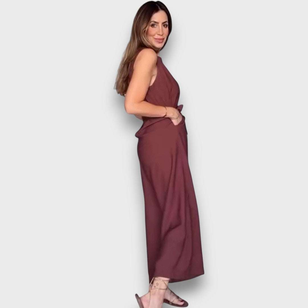 Dahlia – Jumpsuit with Waist Tie and Wide Legs
