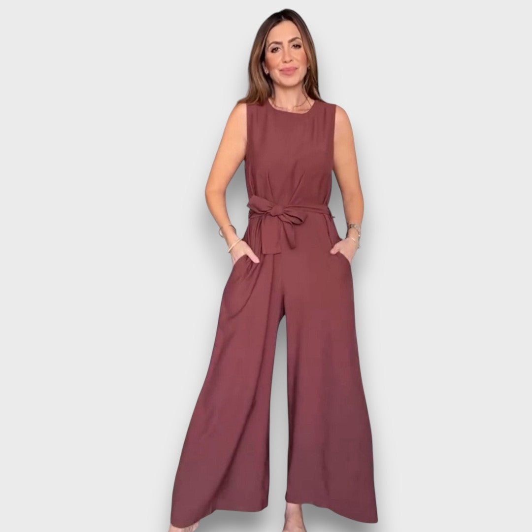 Dahlia – Jumpsuit with Waist Tie and Wide Legs