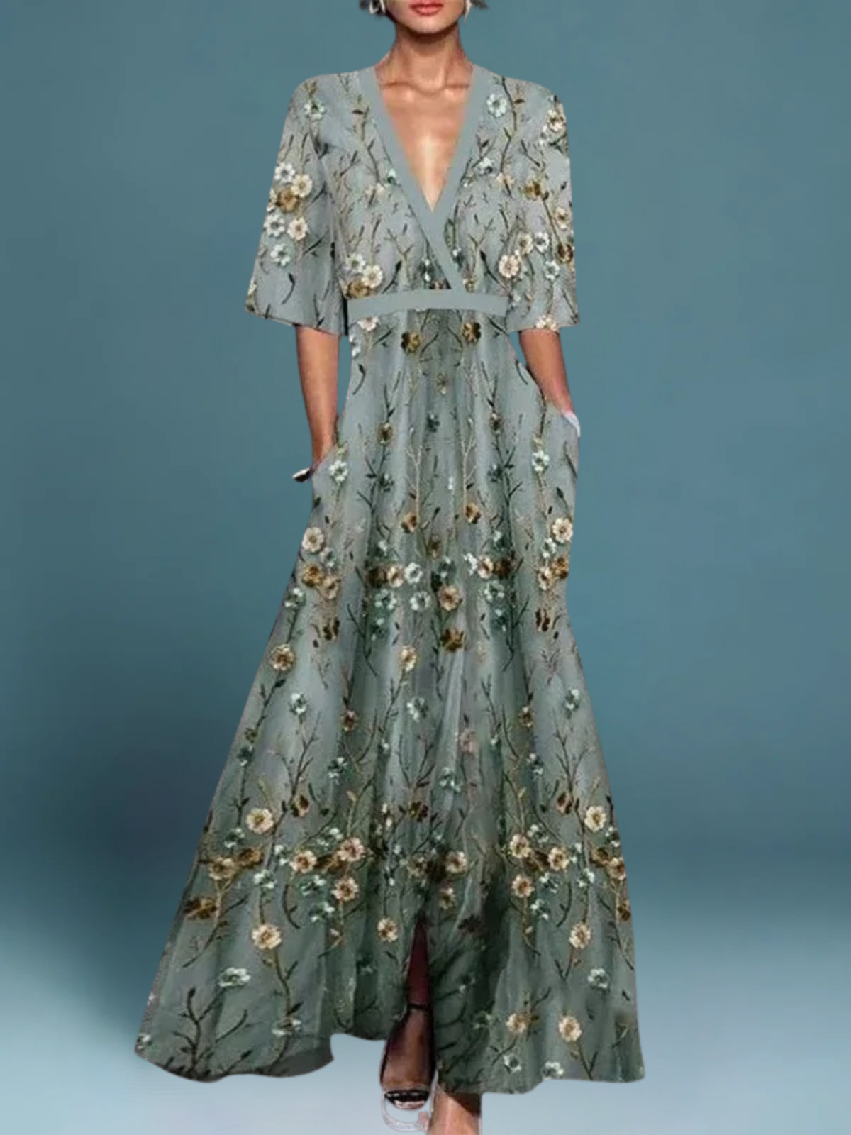 Oceane | Elegant Long Dress with Flowers