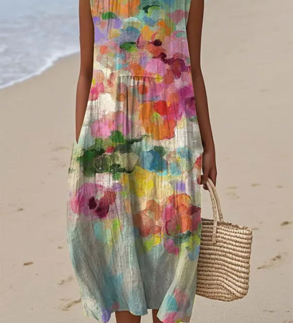 Adelina | Long Summer Dress Floral Patchwork