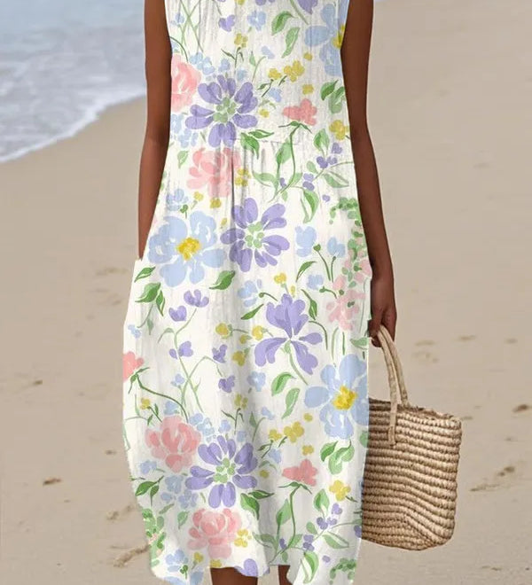 Adelina | Long Summer Dress Floral Patchwork