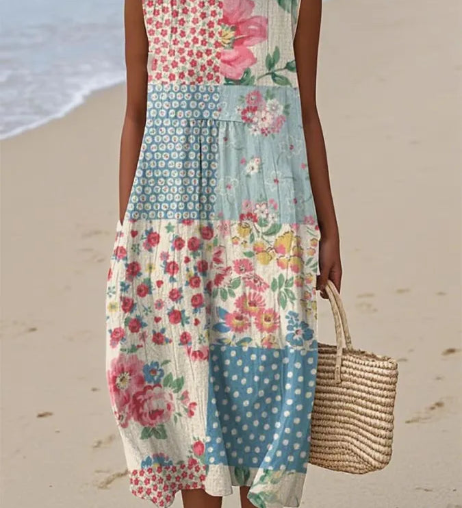 Adelina | Long Summer Dress Floral Patchwork