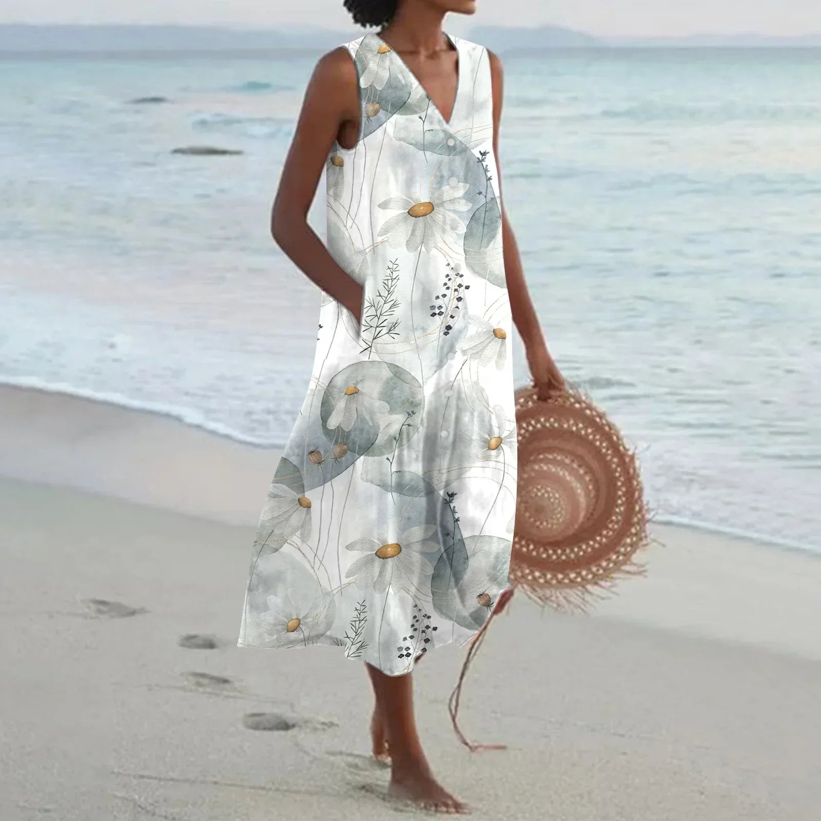 Giulia | Summer Long Dress with Floral Print and Flared Cut