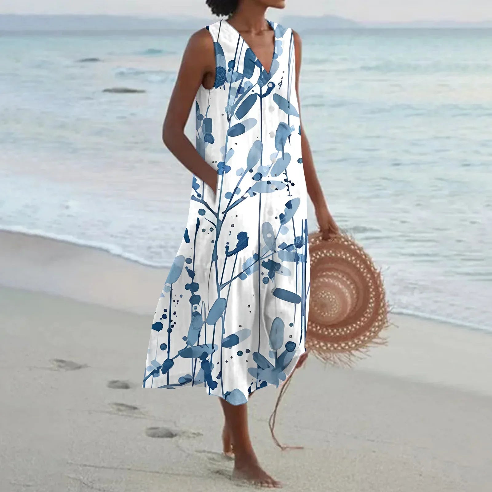 Giulia | Summer Long Dress with Floral Print and Flared Cut