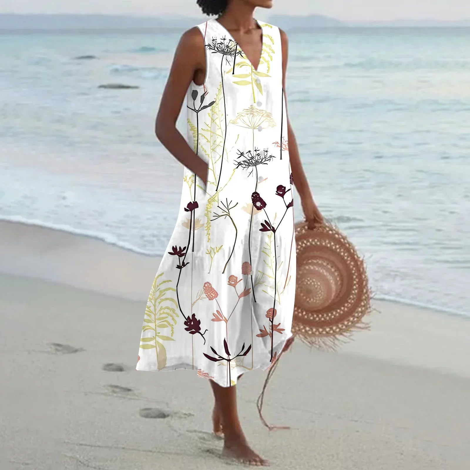 Giulia | Summer Long Dress with Floral Print and Flared Cut