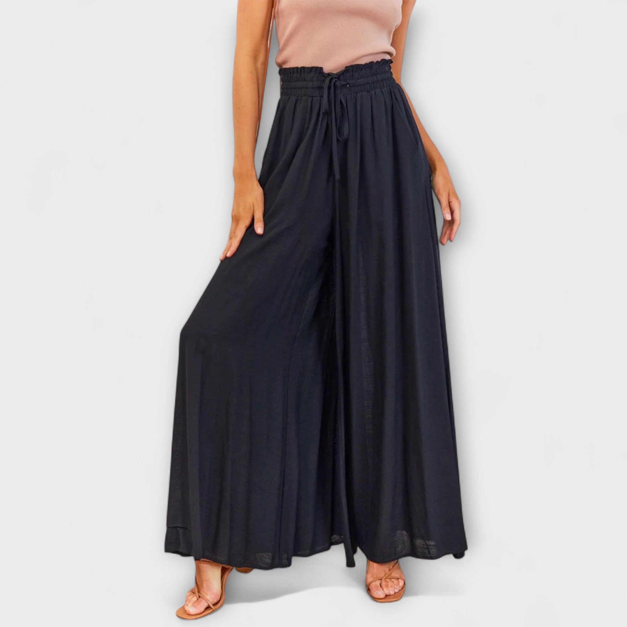 Comfortable Linen Pants with High Waist and Wide Leg